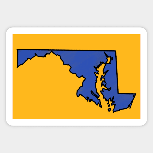 Maryland - Blue Outline Sticker by loudestkitten